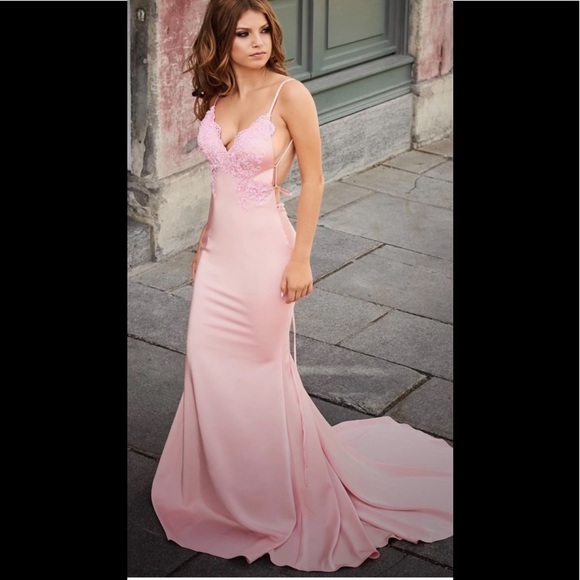 Evening Gown Party Dress Prom dress pink backless size small NWT unaltered silk - Picture 1 of 6